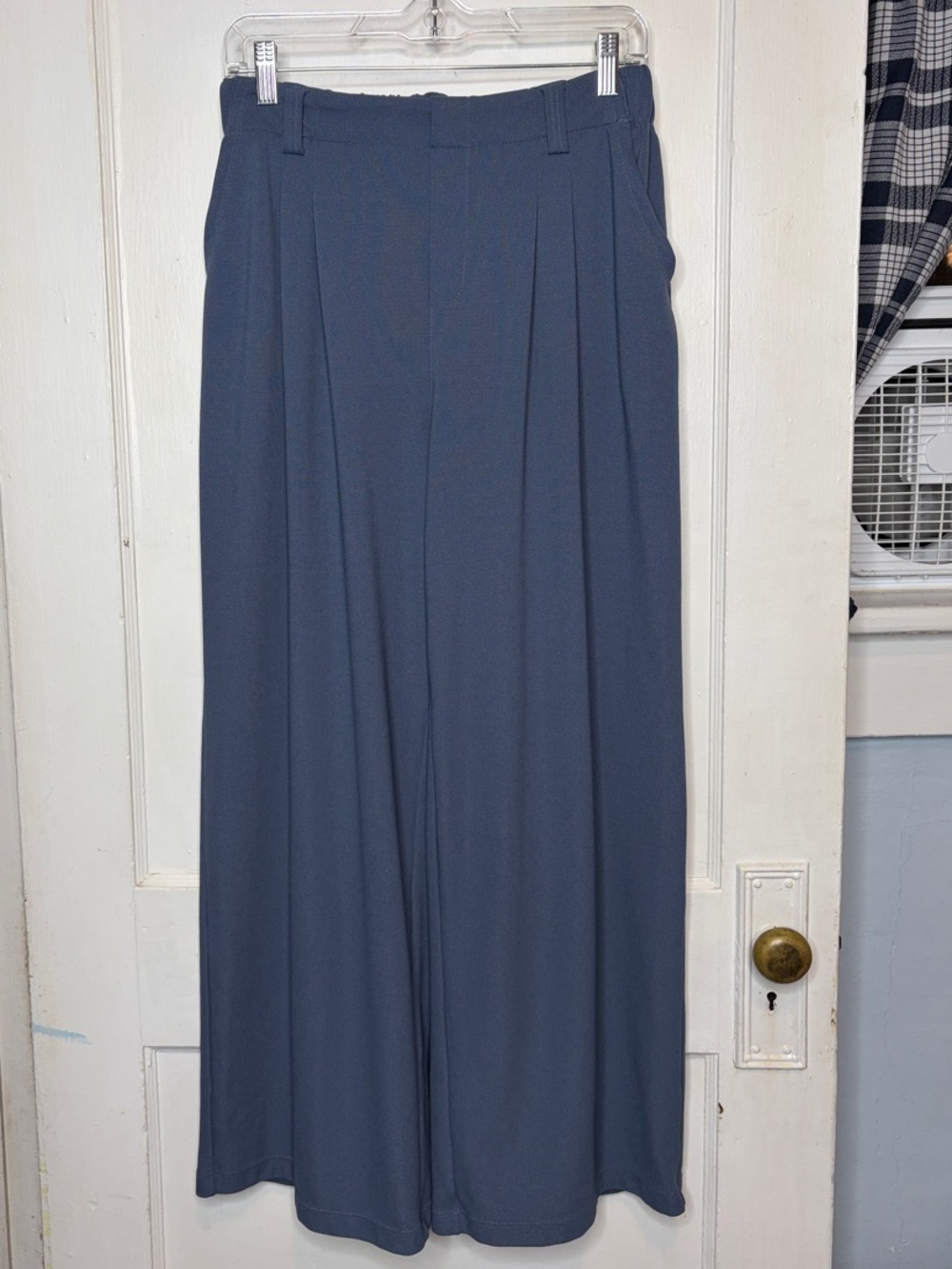 HALARA Size Medium Blue Waffle Wide-Leg Pull On Pants